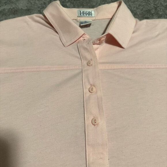 Leon Levin Vintage 80s Cropped Polo Light Pink Tennis Preppy Collared Half Butto - Picture 3 of 5